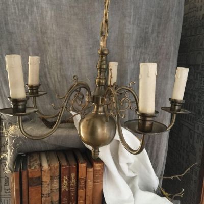 Люстра на 5 ламп Шар латунь