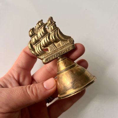 Колокольчик Корабль 8 см латунь