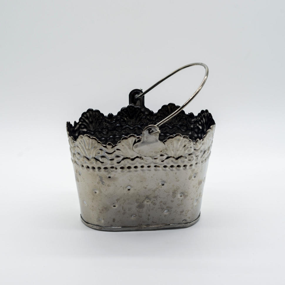 Кашпо металл с ручкой малое