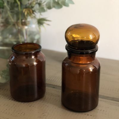 Банка аптечная большая коричневая с крышкой 24 см Бельгия