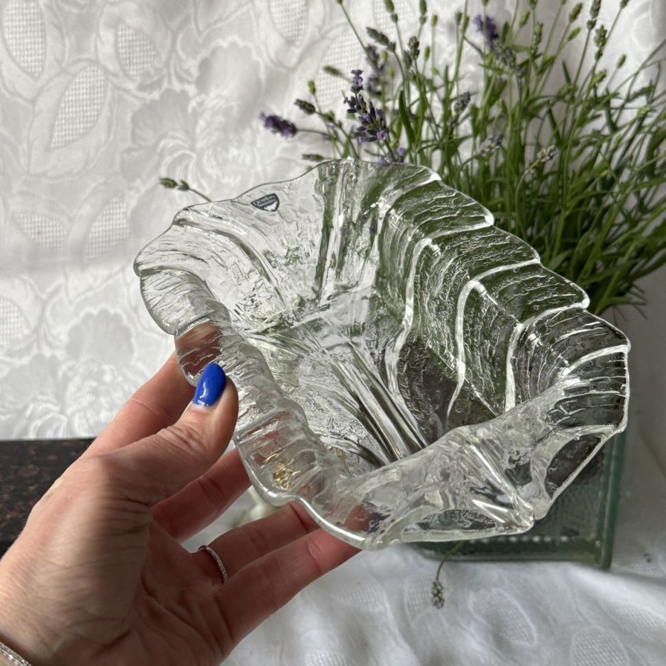 Масленка Лист Orrefors 21 см хрусталь Швеция