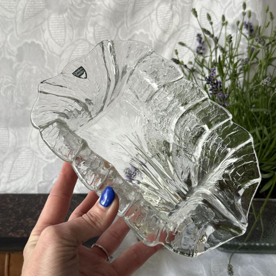 Масленка Лист Orrefors 21 см хрусталь Швеция