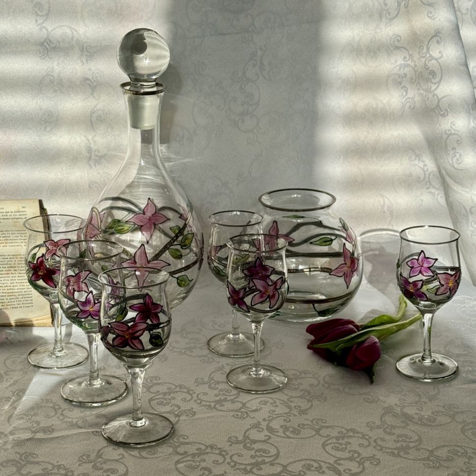 Графин и рюмки набор 7 предметов хрустальное стекло