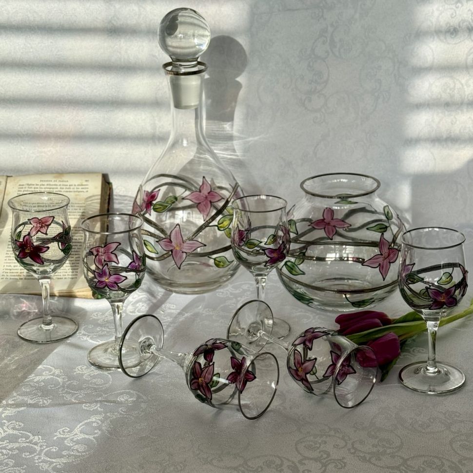Графин и рюмки набор 7 предметов хрустальное стекло