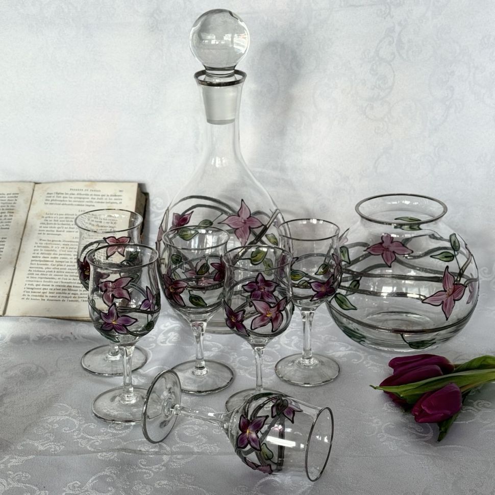 Графин и рюмки набор 7 предметов хрустальное стекло