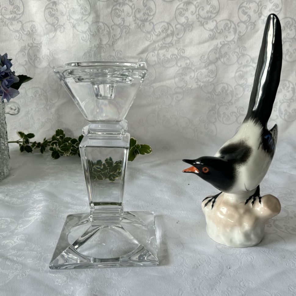 Подсвечник на квадратном основании 21 см хрусталь