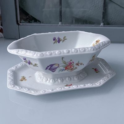 Соусник на блюде Rosenthal Maria Classic Rose Мейсенский букет 400 мл Германия