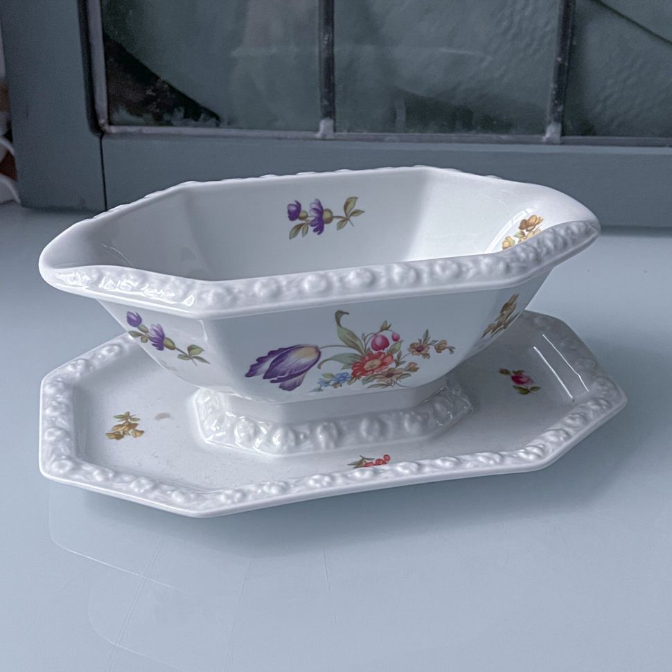 Соусник на блюде Rosenthal Maria Classic Rose Мейсенский букет 400 мл Германия