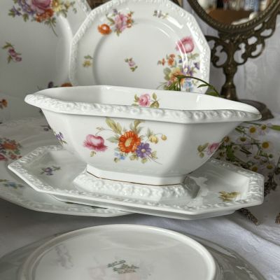 Соусник на блюде Rosenthal Maria Classic Rose Мейсенский букет 400 мл Германия