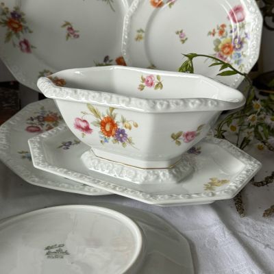 Соусник на блюде Rosenthal Maria Classic Rose Мейсенский букет 400 мл Германия