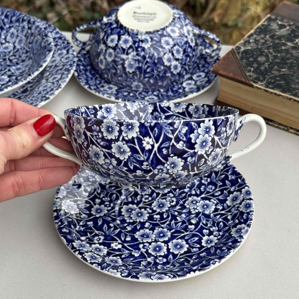Бульонная пара Calico Burleigh 350 мл Staffordshire Англия фарфор