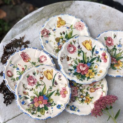 Набор из 4 тарелок, керамика, ручная роспись, коллекция "Летние букеты", Италия