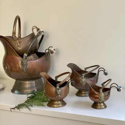 Зольник кашпо 17 см медь с керамической ручкой