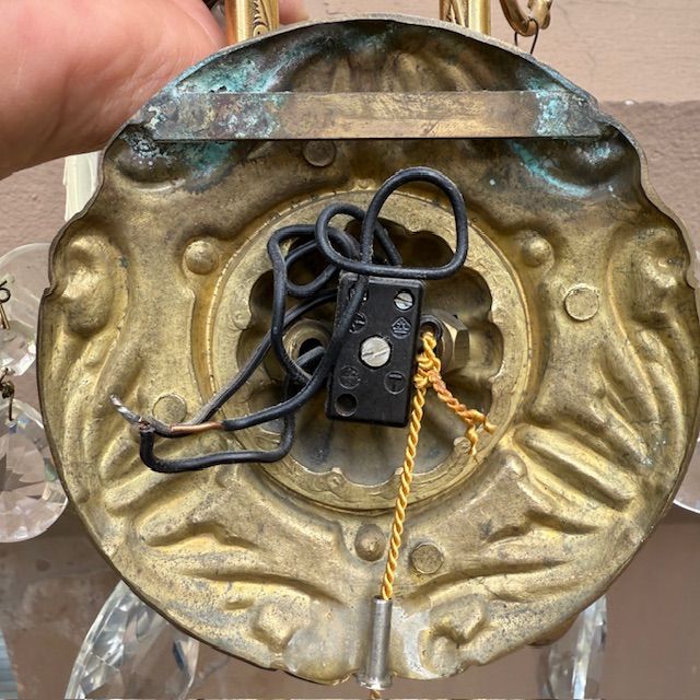 Бра настенное на 2 лампы 24 см латунь хрусталь