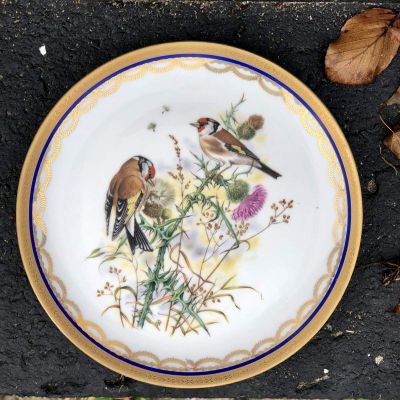 Тарелка винтажная Птицы Veritable Porcelaine Ateliers de la Cigogne, Франция 1950-е г.