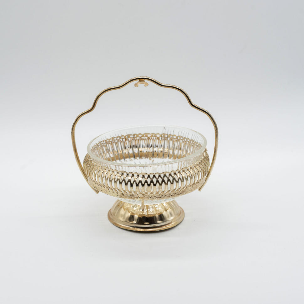 Ваза-конфетница с ручкой, хрусталь, Англия, есть клеймо