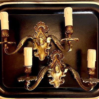 Бра настенное на 2 лампы 30 см бронза Франция 