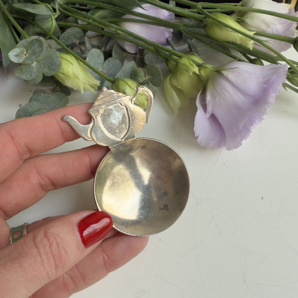 Ложка для сухого чая Чайник 7 см серебрение 