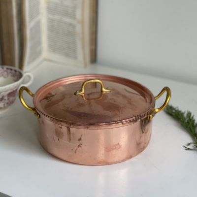 Кастрюля с крышкой 1,2 л медь ручки латунь