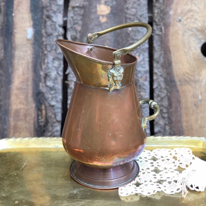 Медный кувшин тушитель со львами 2 л