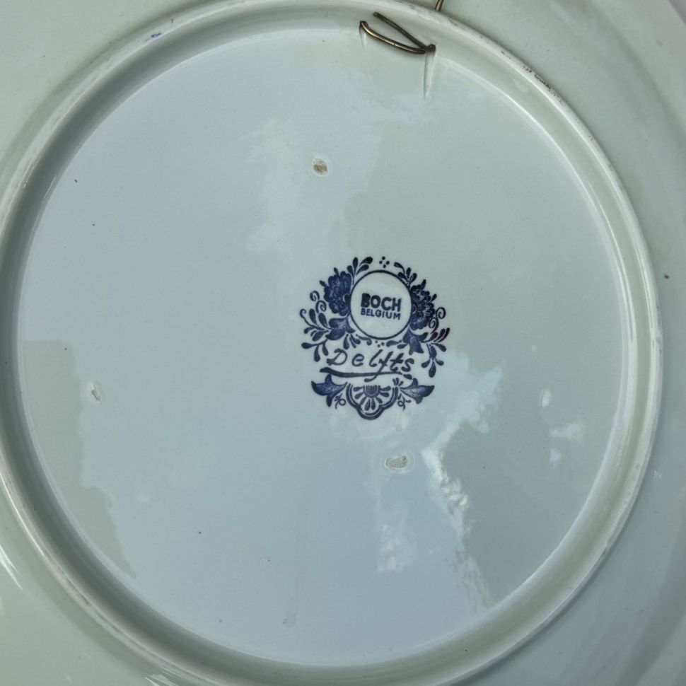 Тарелка блюдо Boch Delfts 39 см Бельгия 1900 гг