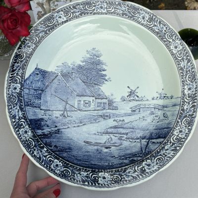 Тарелка блюдо Boch Delfts 39 см Бельгия 1900 гг