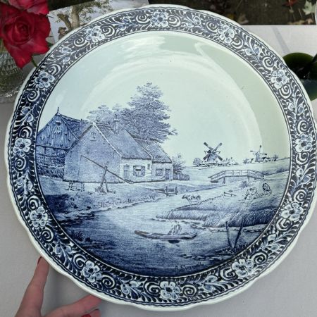 Тарелка блюдо Boch Delfts 39 см Бельгия 1900 гг