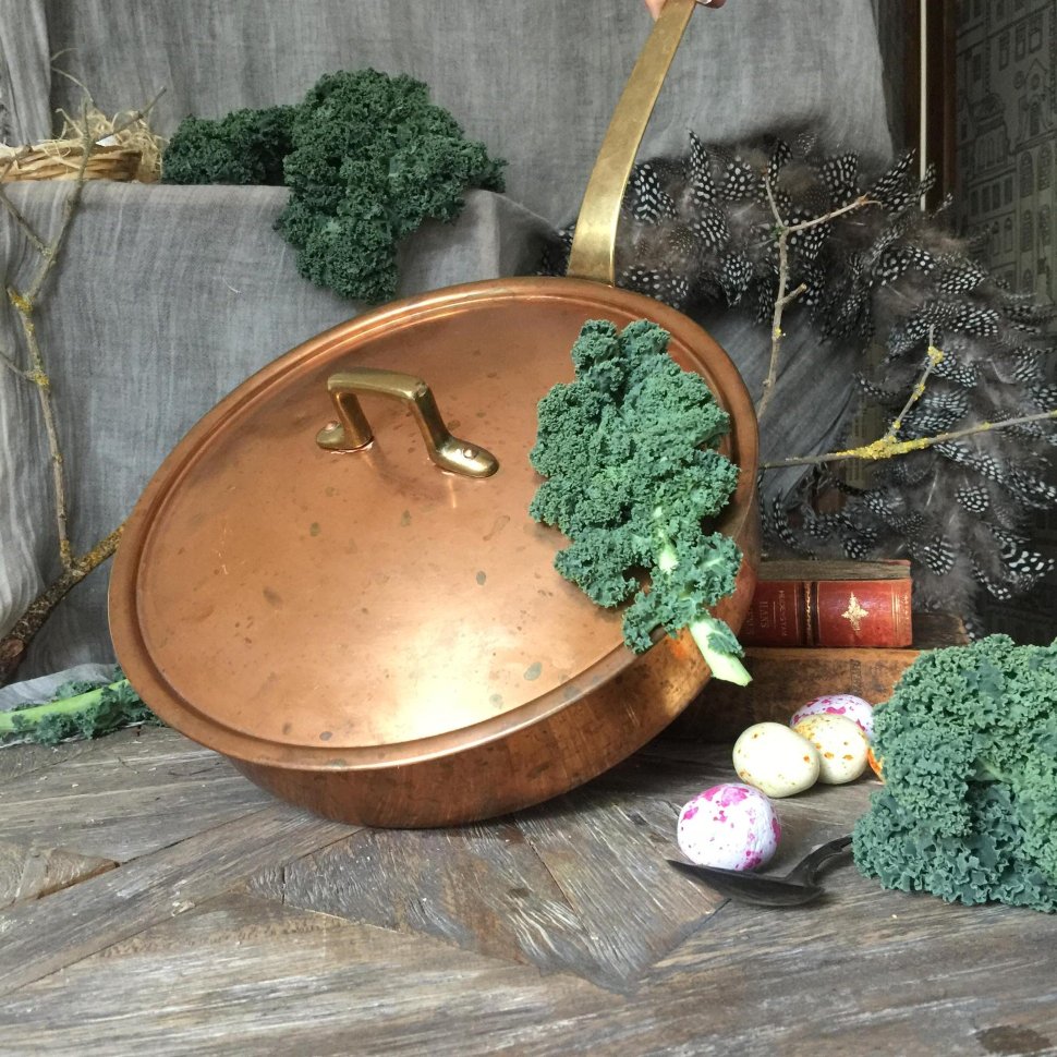 Сковорода сотейник с крышкой 24,5 см медь