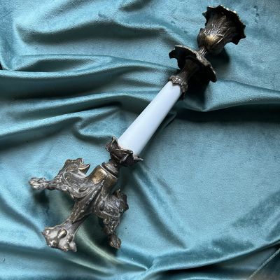 Подсвечник на 3-х ножках 27 см бронза керамика