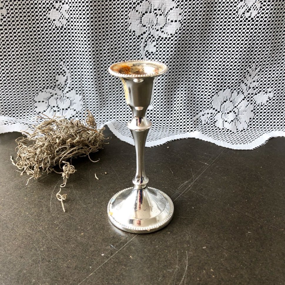 Подсвечник на одну свечу серебрение, малый