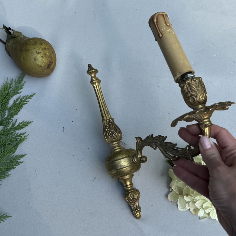 Бра настенное на 1 лампу 26 см латунь Франция      