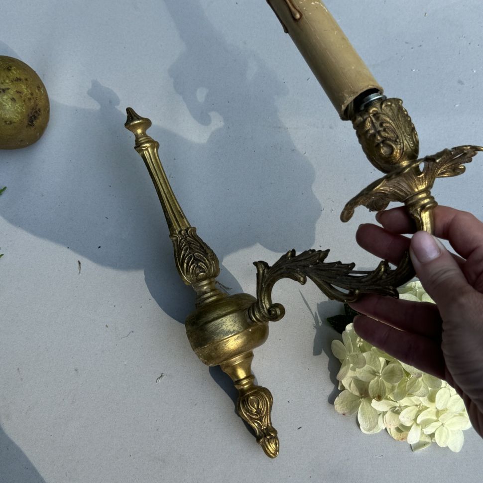 Бра настенное на 1 лампу 26 см латунь Франция      