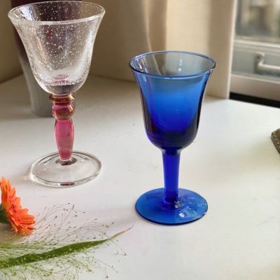 Бокал 200 мл синий дизайнерский стекло