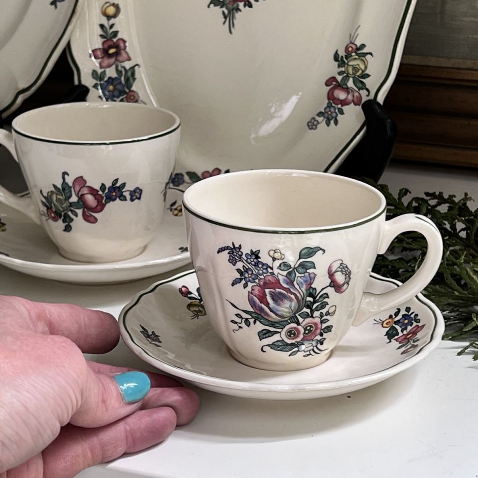 Чайная пара Alt Strassburg ВиллеройБох 200 мл фарфор Германия 1950-е гг 2 сорт