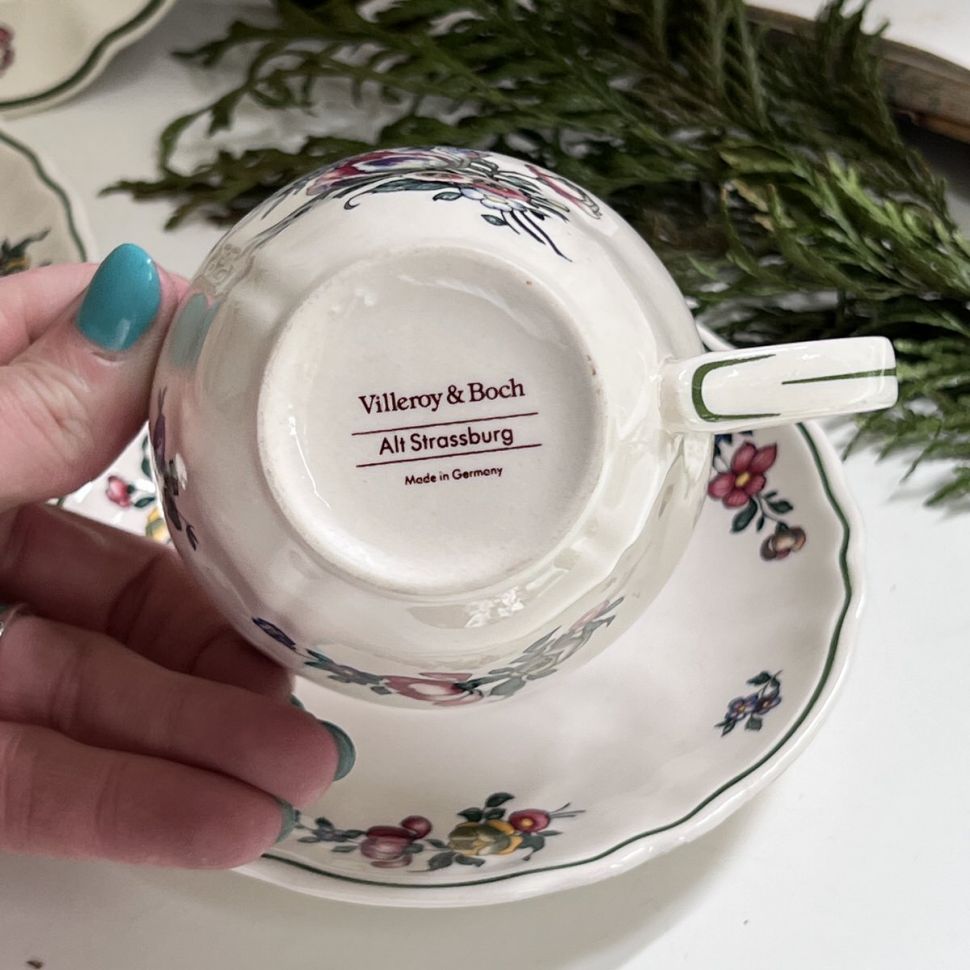 Чайная пара Alt Strassburg ВиллеройБох 200 мл фарфор Германия 1950-е гг 2 сорт