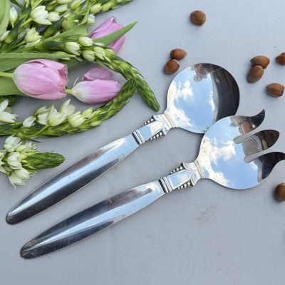 Вилка и ложка салатные 31 см серебрение по стали