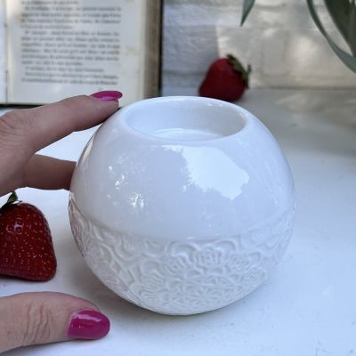 Подсвечник белый 10 см фаянс