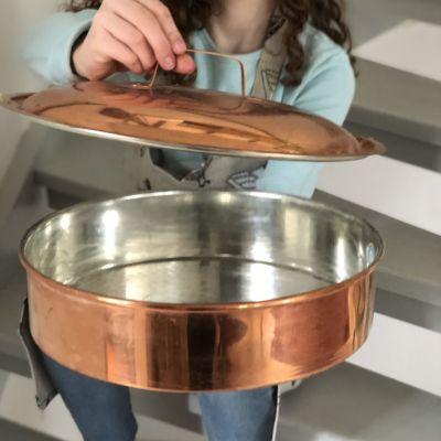 Таз банка с крышкой 33 см медь