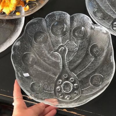 Тарелка Павлин 24 см Хрусталь Швеция (микроскол)