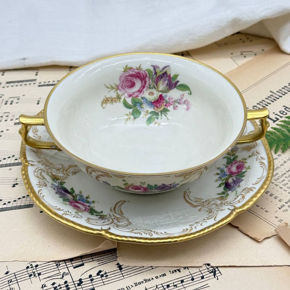 Бульонная пара Rosenthal Sanssouci Elfenbein Diplomat 250 мл Германия 