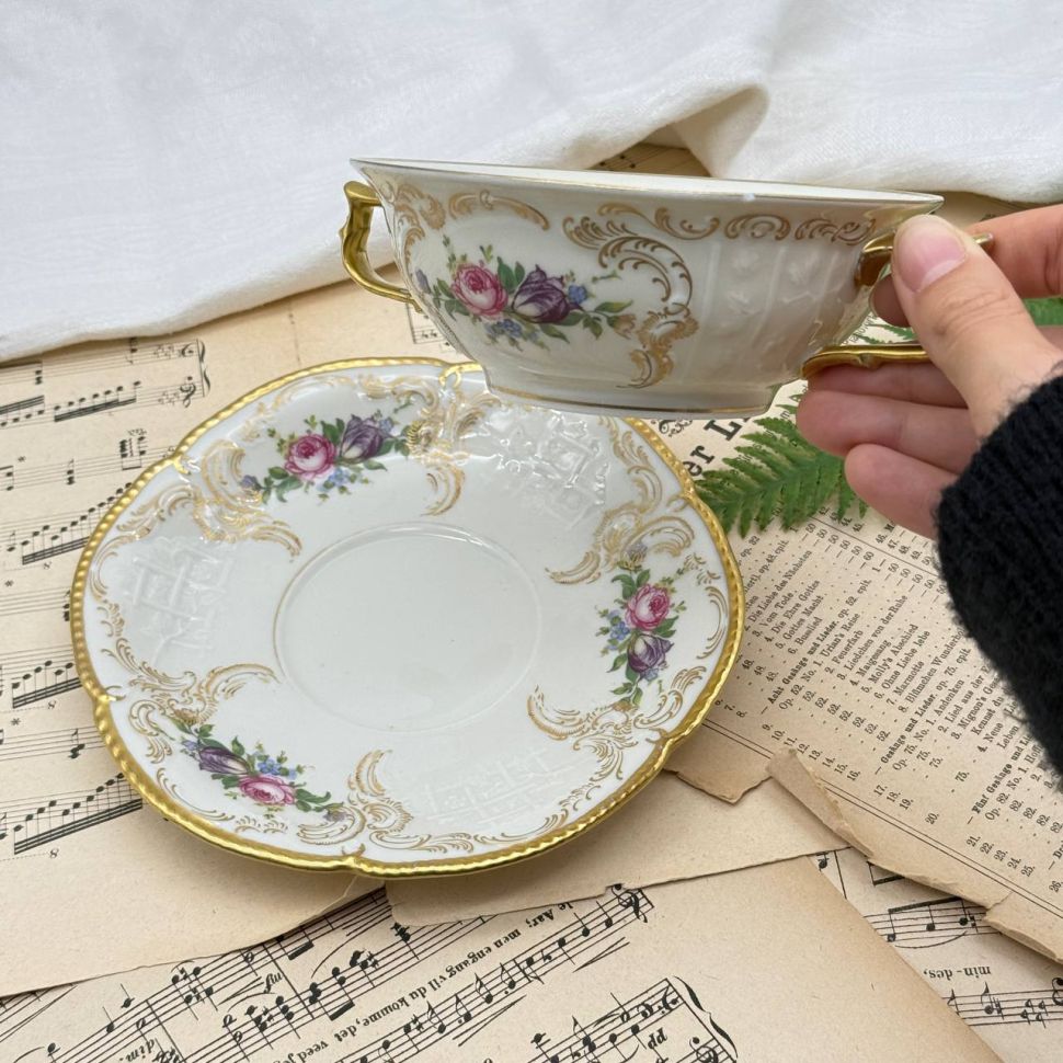 Бульонная пара Rosenthal Sanssouci Elfenbein Diplomat 250 мл Германия 