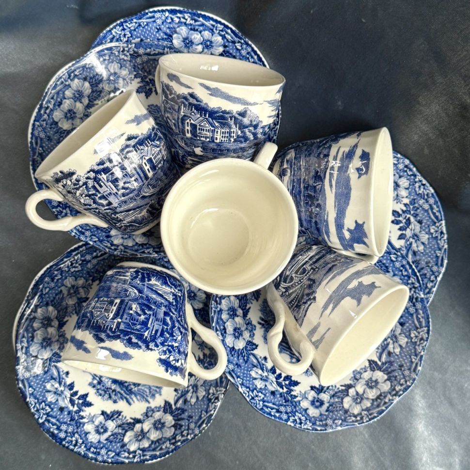 Кофейная пара Enoch Wedgwood Woodland 80 мл синий Англия 