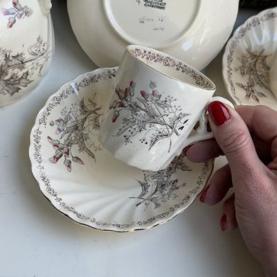 Кофейная пара Maastricht Petrus Regout Чертополох 150 мл Голландия 1890 гг