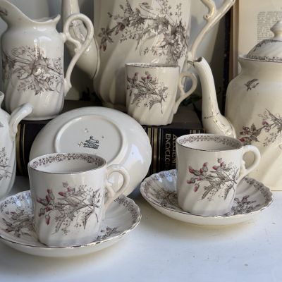 Кофейная пара Maastricht Petrus Regout Чертополох 150 мл Голландия 1890 гг