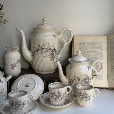 Кофейная пара Maastricht Petrus Regout Чертополох 150 мл Голландия 1890 гг