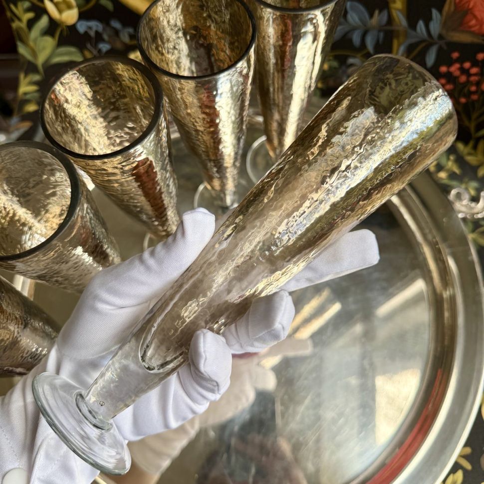 Бокал для игристого Жидкое золото 200 мл хрустальное стекло 