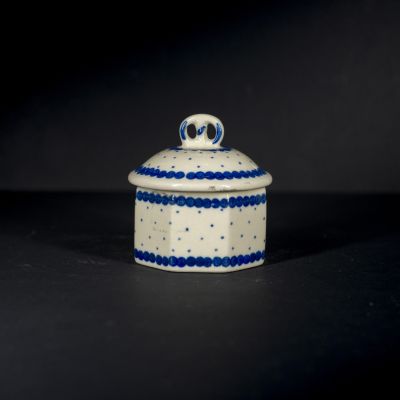Шкатулка мини синие точечки узор керамика, Польша
