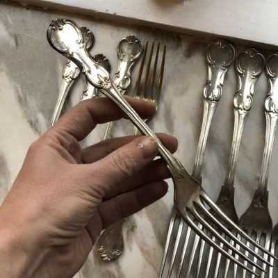 Вилка столовая Ольга 22 см мельхиор