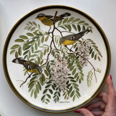 Тарелка Franklin Porcelain Wedgwood Songbirds of the World Magnolia Warbler 1977 г 28 см