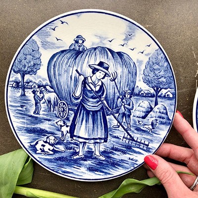 Тарелка синий Delft 4 сезона Лето